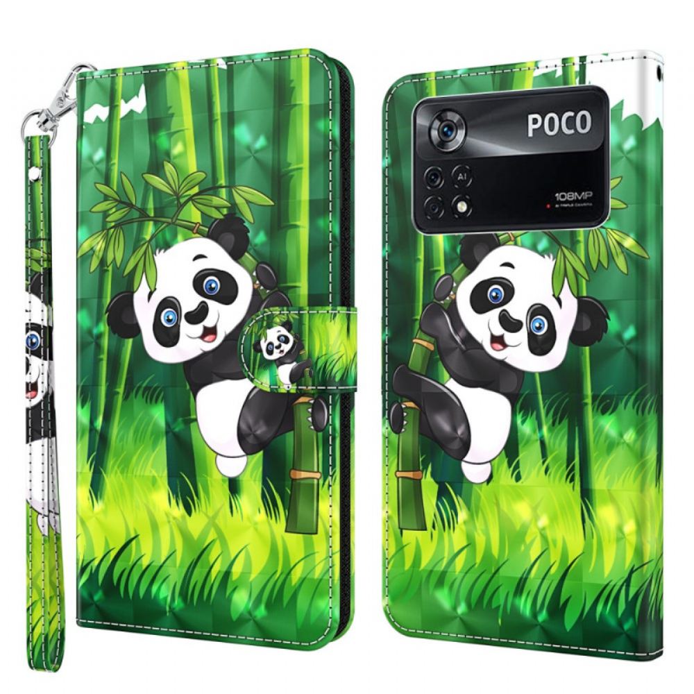 Flipové Pouzdro Na Poco X4 Pro 5G Na Lana Panda S Popruhem