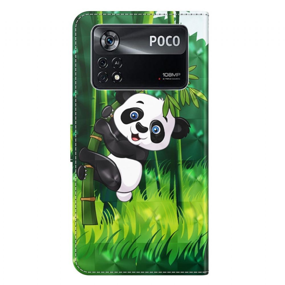 Flipové Pouzdro Na Poco X4 Pro 5G Na Lana Panda S Popruhem