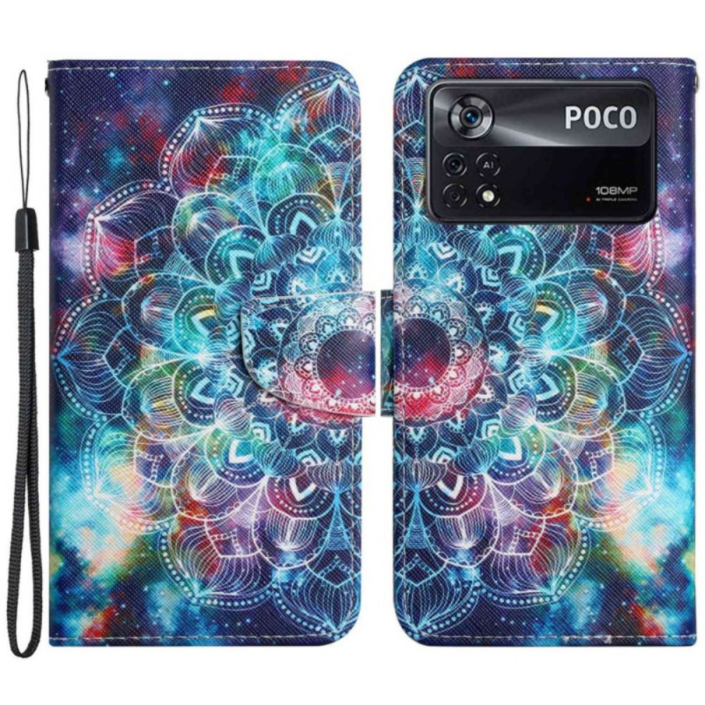 Flipové Pouzdro Na Poco X4 Pro 5G Na Lana Strappy Mandala