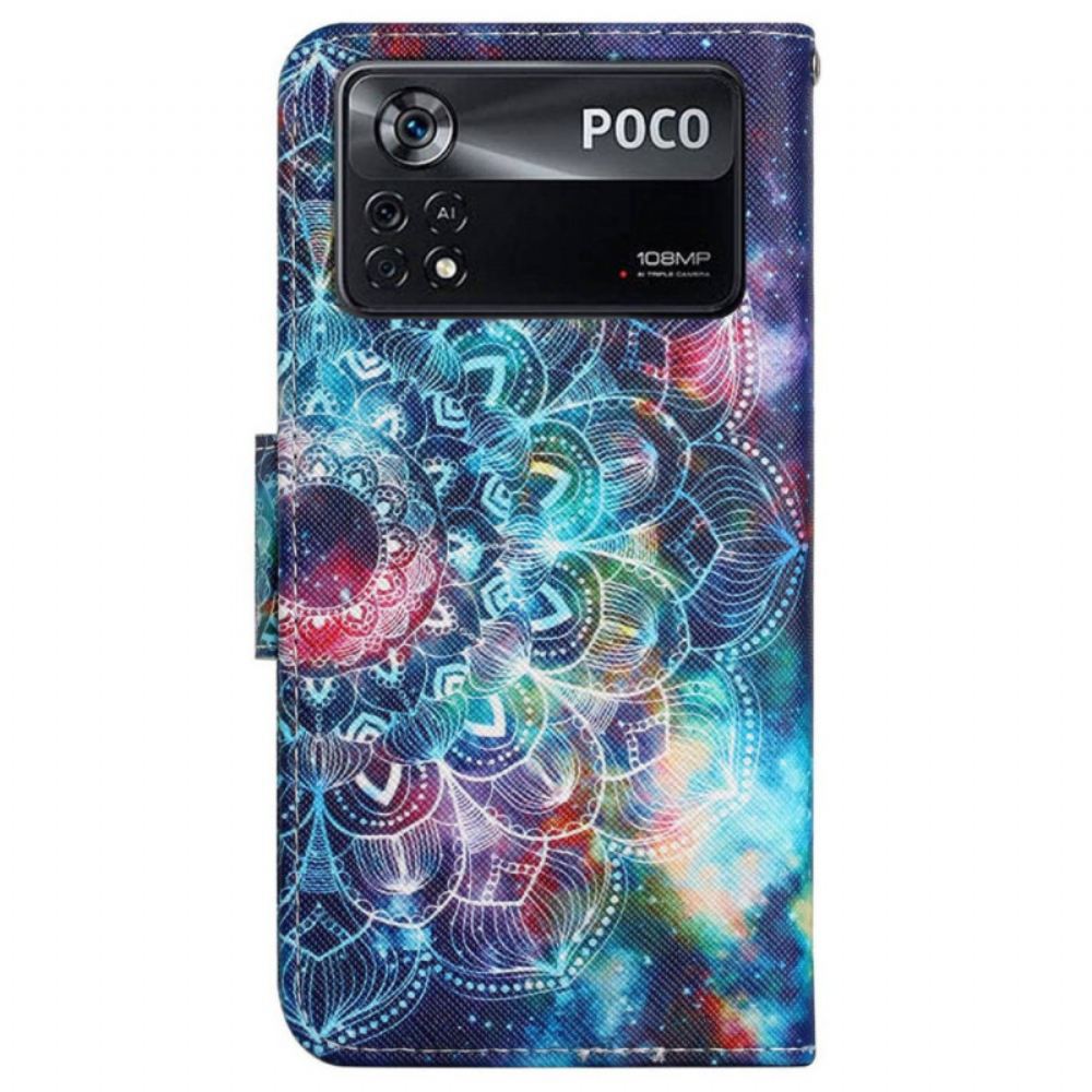 Flipové Pouzdro Na Poco X4 Pro 5G Na Lana Strappy Mandala