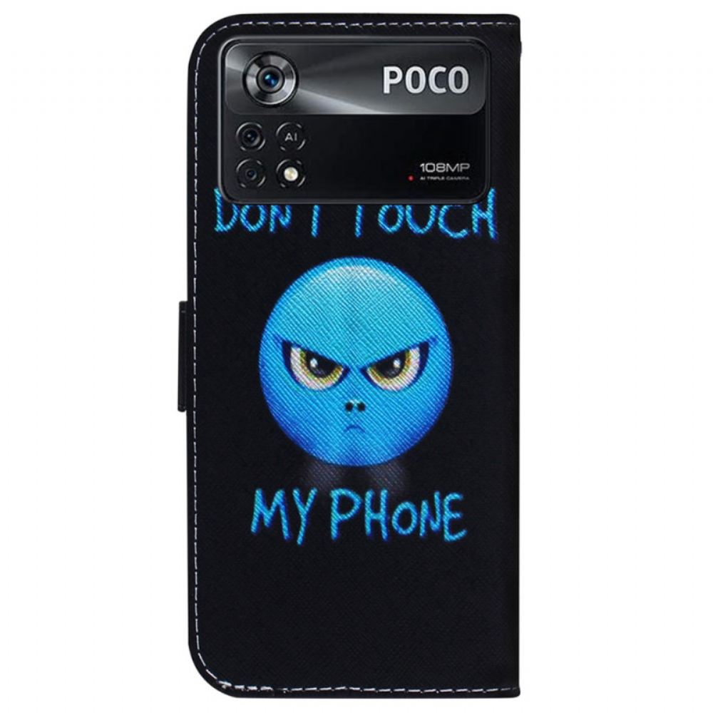 Kožené Pouzdro Na Poco X4 Pro 5G Emoji Nedotýkejte Se Mého Telefonu