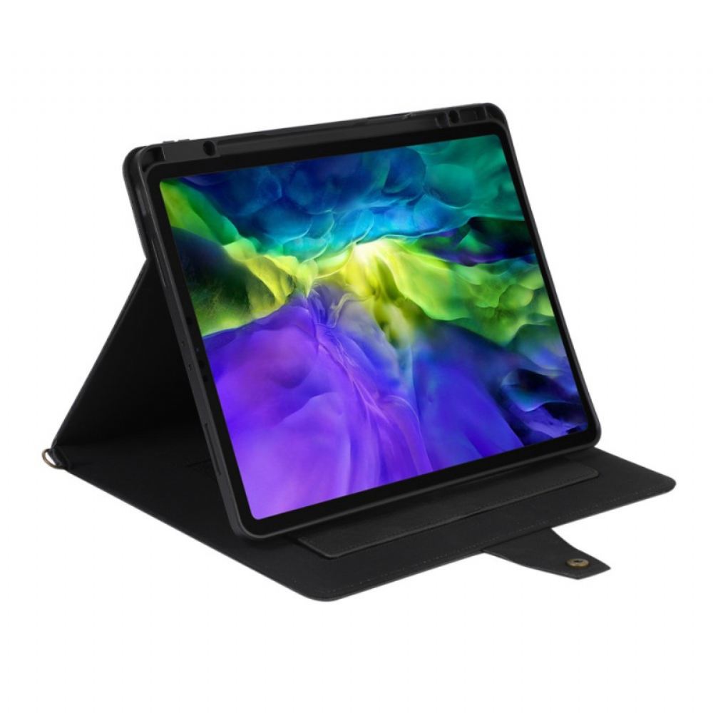 Flipové Pouzdro Na iPad Pro 12.9" (2021) (2020) (2018) Ramenní Popruh Rfid S Koženým Efektem