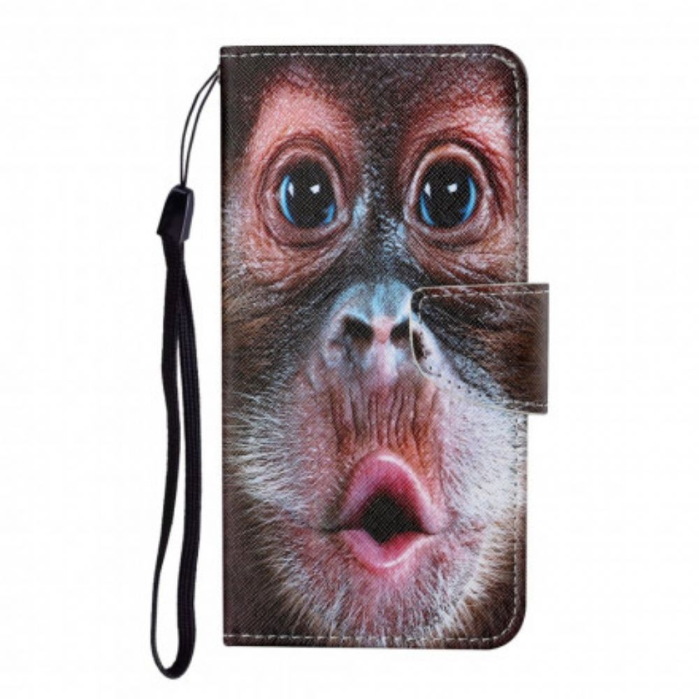 Flipové Pouzdro Na Oppo A15 Na Lana Strappy Monkey