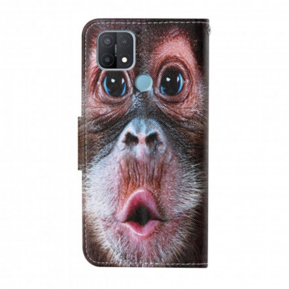 Flipové Pouzdro Na Oppo A15 Na Lana Strappy Monkey