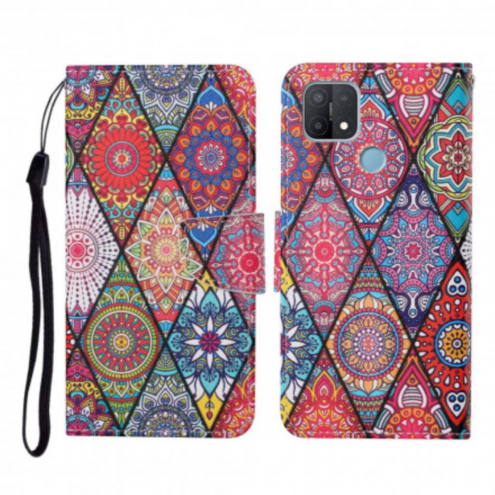 Flipové Pouzdro Na Oppo A15 Patchwork S Popruhem