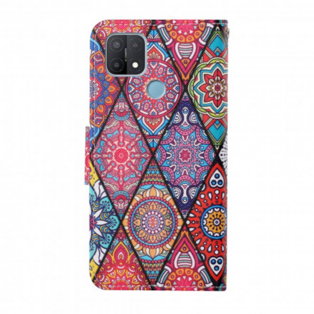 Flipové Pouzdro Na Oppo A15 Patchwork S Popruhem