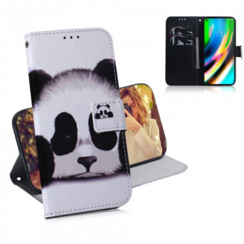 Kožené Pouzdro Na Moto G9 Plus Panda Tvář