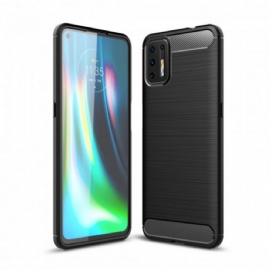 Kryt Na Moto G9 Plus Kartáčované Uhlíkové Vlákno