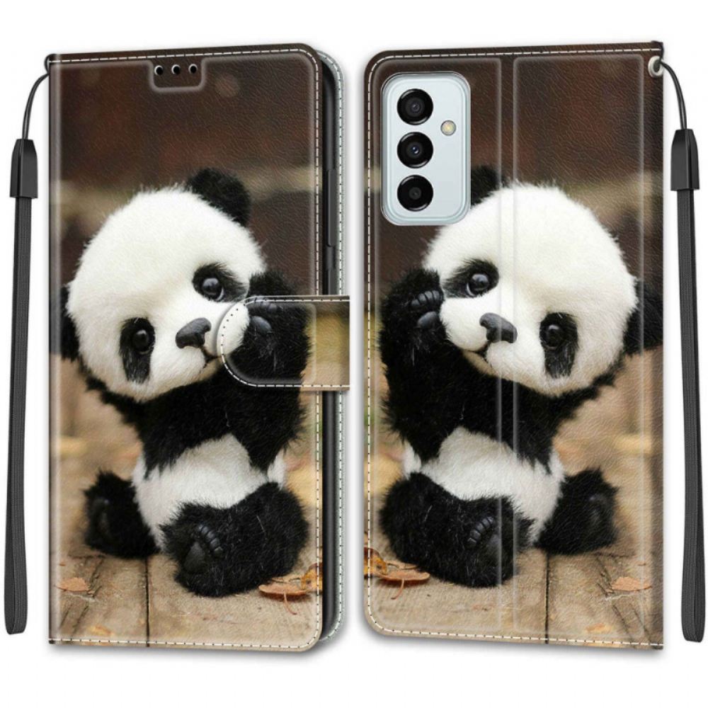 Flipové Pouzdro Na Samsung Galaxy M23 5G Na Lana Malá Panda S Popruhem