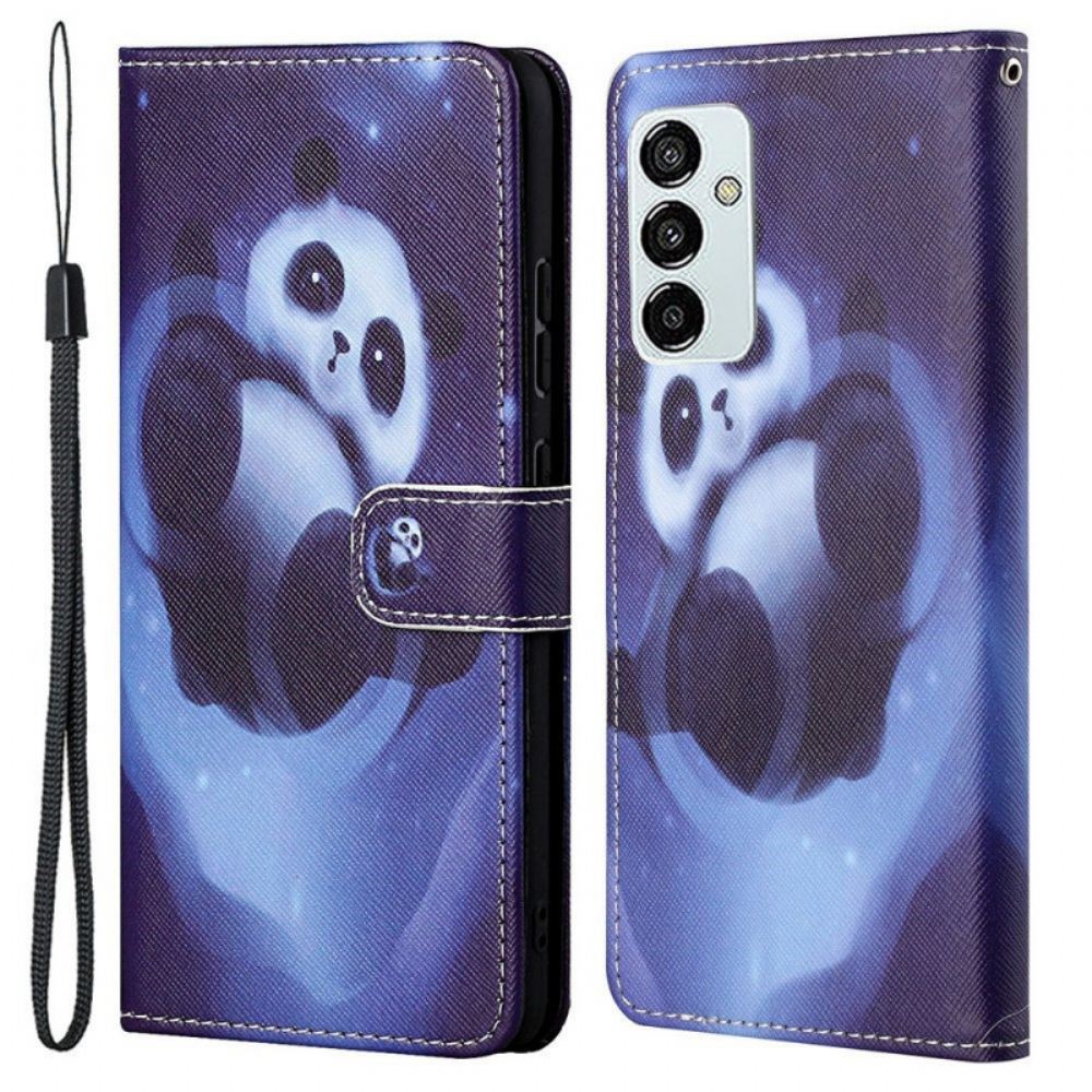 Flipové Pouzdro Na Samsung Galaxy M23 5G Na Lana Panda S Popruhem