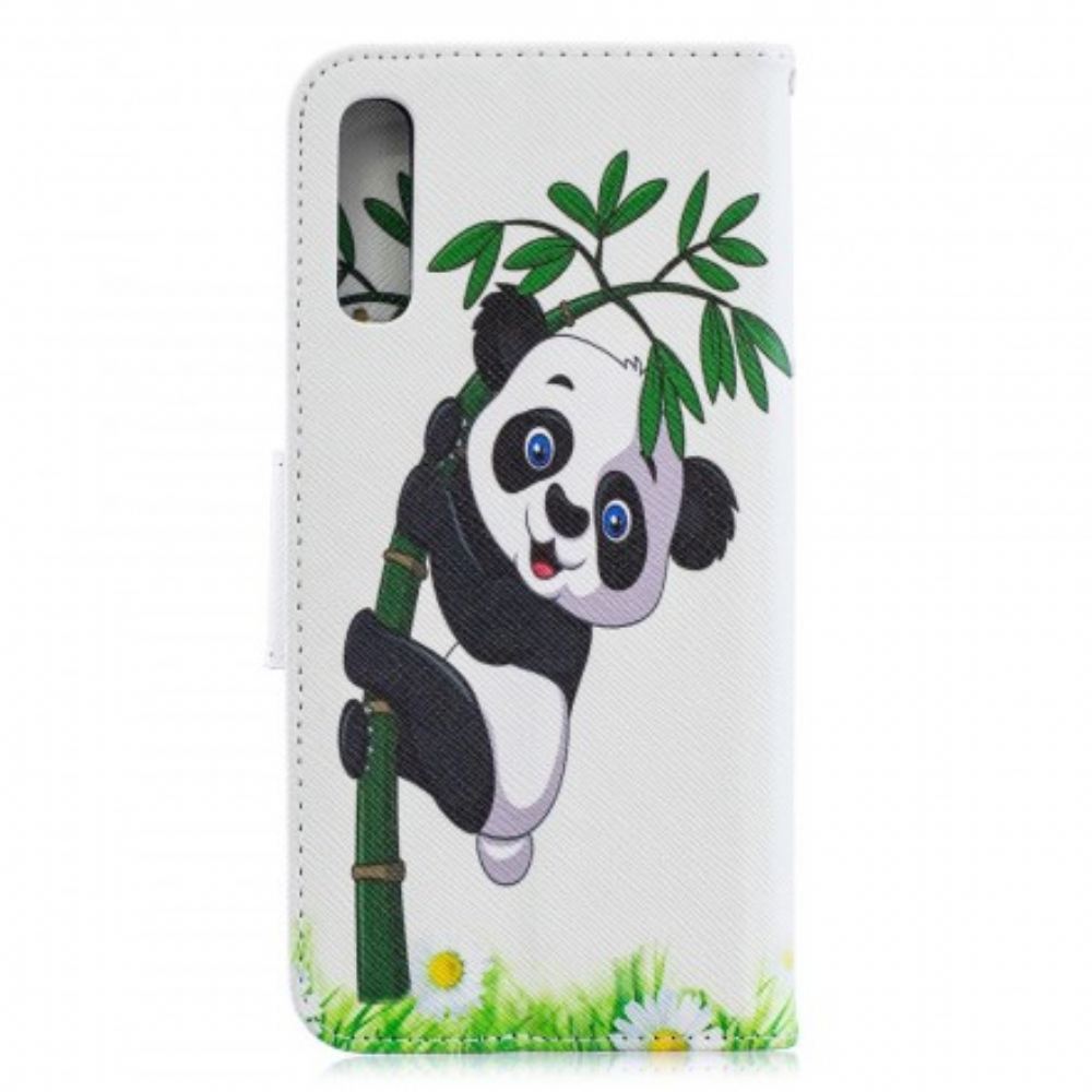 Flipové Pouzdro Na Samsung Galaxy A70 Panda Na Bambusu