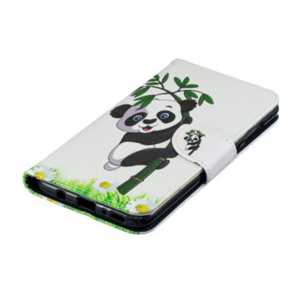 Flipové Pouzdro Na Samsung Galaxy A70 Panda Na Bambusu