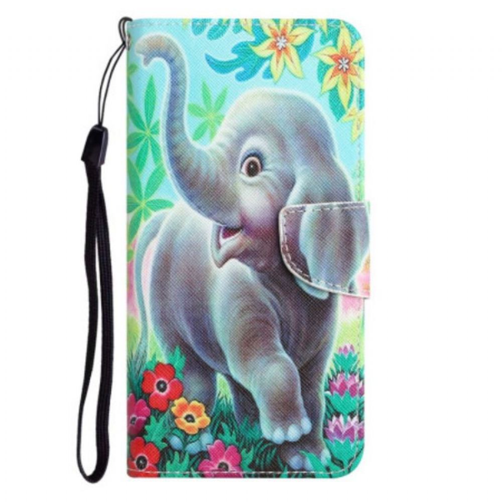 Flipové Pouzdro Na Xiaomi 12T / 12T Pro Na Lana Don't Touch Me Elephant With Strap