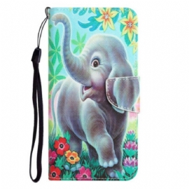 Flipové Pouzdro Na Xiaomi 12T / 12T Pro Na Lana Don't Touch Me Elephant With Strap