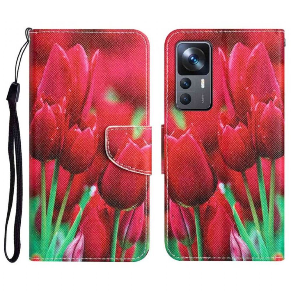 Flipové Pouzdro Na Xiaomi 12T / 12T Pro Tanga Tulipány