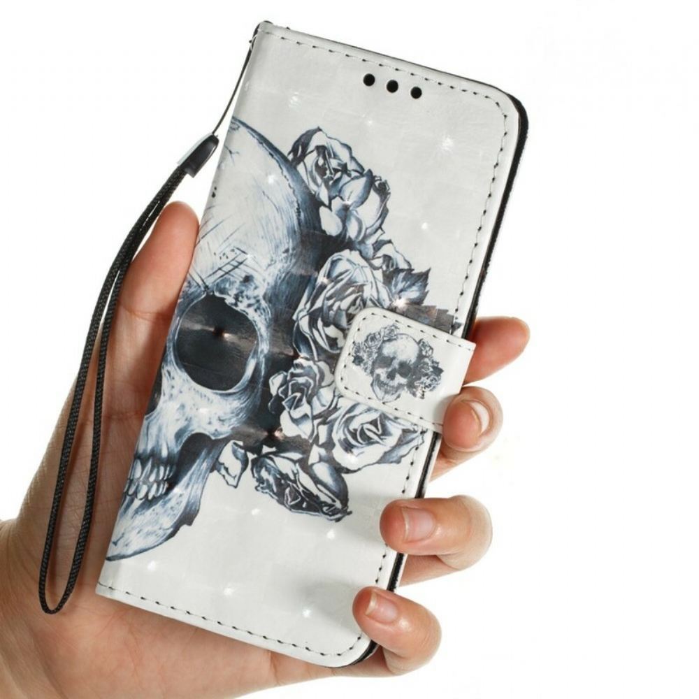 Kožené Pouzdro Na Samsung Galaxy S9 Květinová Lebka 3d