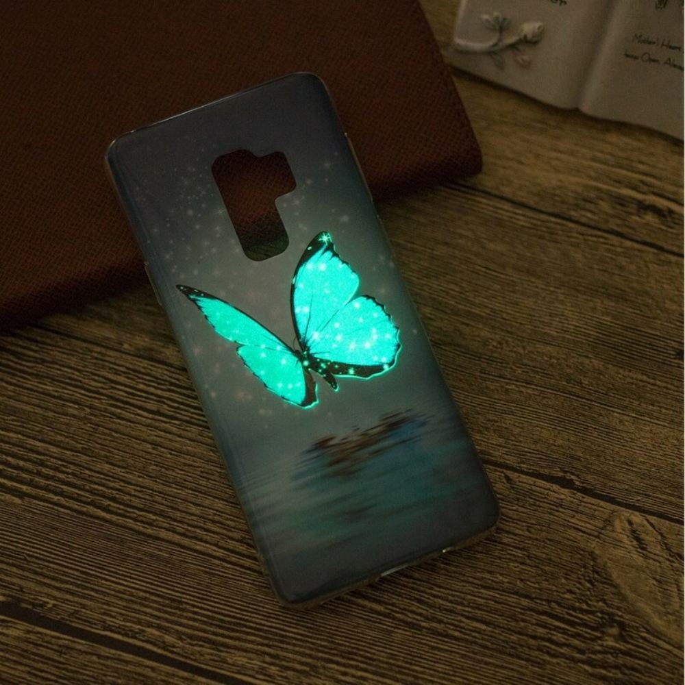 Kryty Na Mobil Na Samsung Galaxy S9 Fluorescenční Modrý Motýl