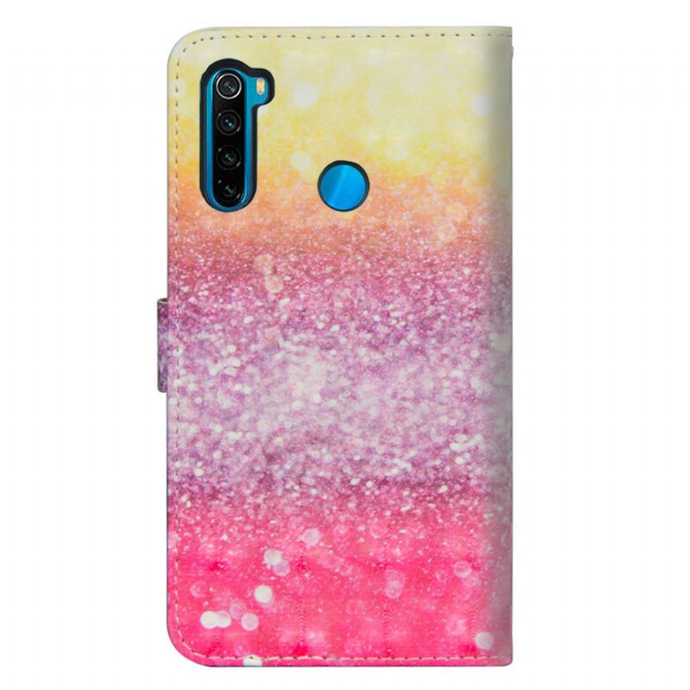 Flipové Pouzdro Na Xiaomi Redmi Note 8T Gradient Glitter Purpurová