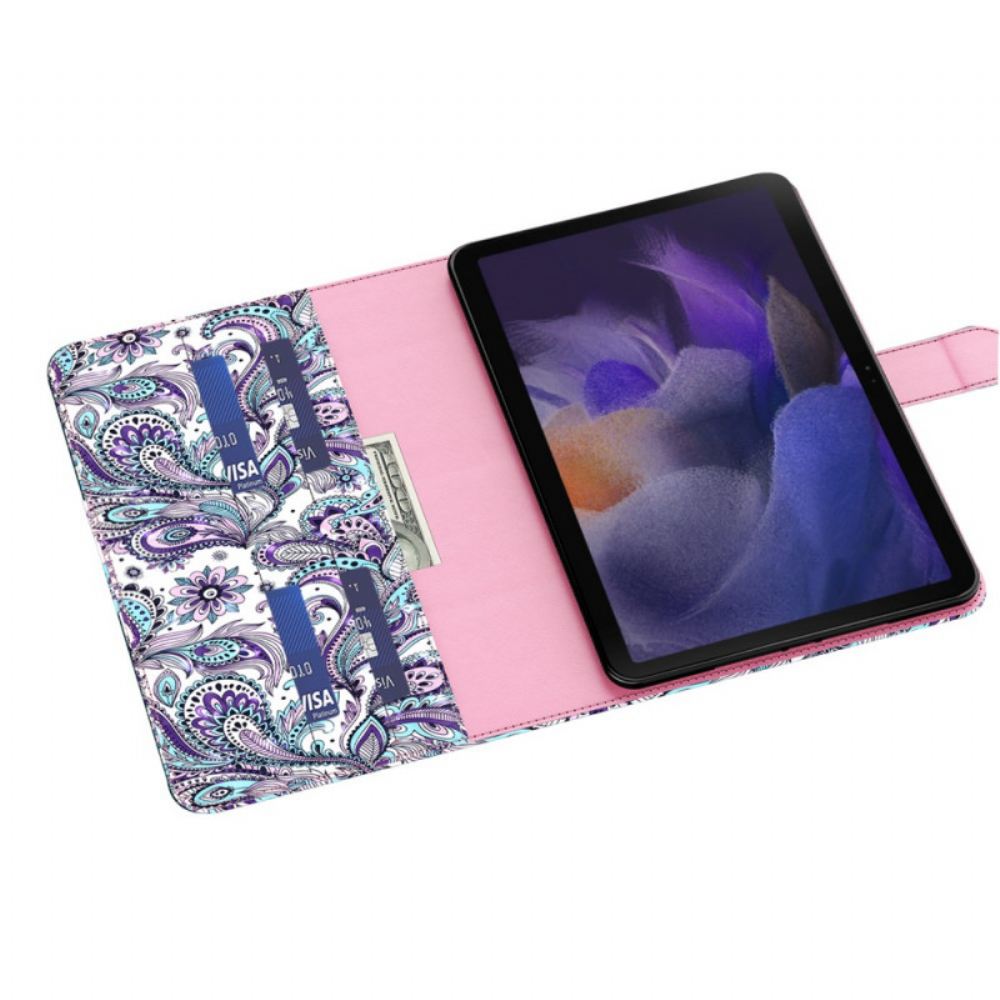 Kožené Pouzdro Na Samsung Galaxy Tab A8 Paisleyův Vzor