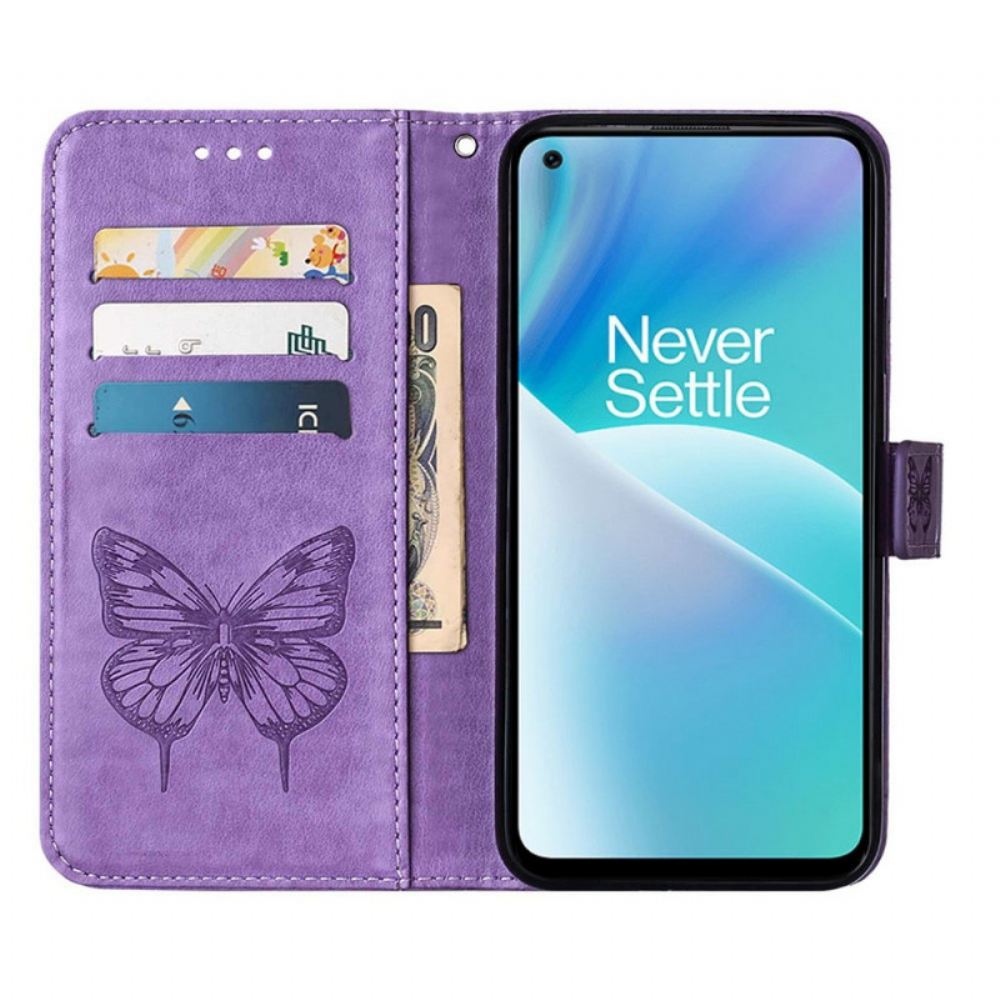 Kožené Pouzdro Na OnePlus Nord 2T 5G Na Lana Umělecký Strappy Butterfly