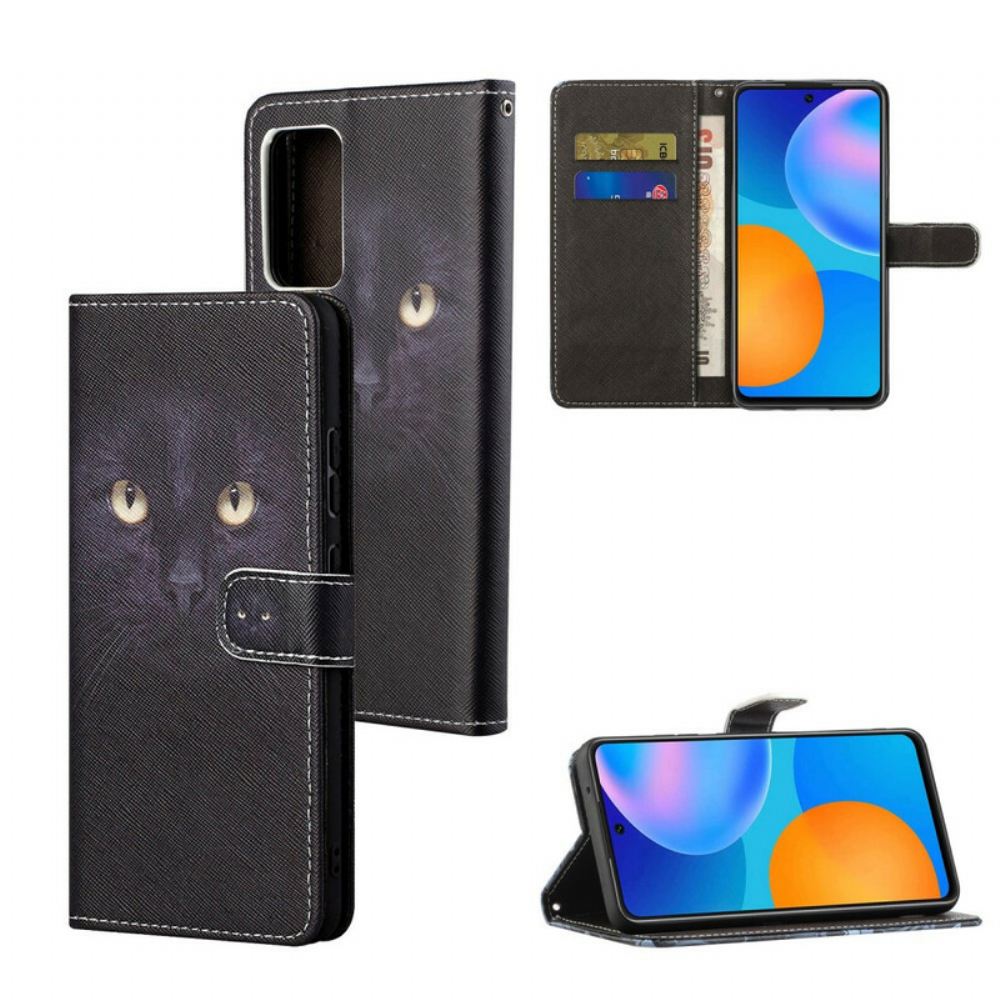 Flipové Pouzdro Na Xiaomi Redmi Note 10 5G / Poco M3 Pro 5G Na Lana Strappy Cat Eyes