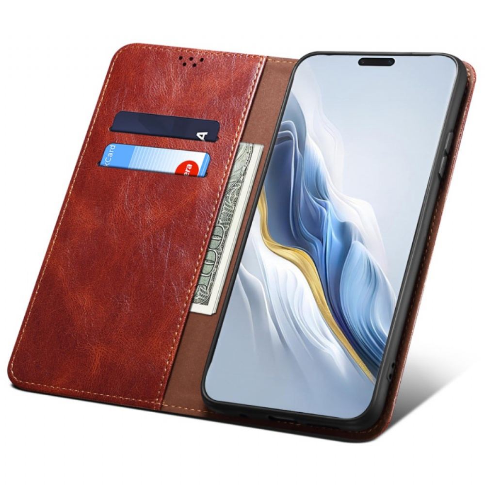 Kožené Pouzdro Folio Honor Magic 6 Pro Voskovaná Imitace Kůže