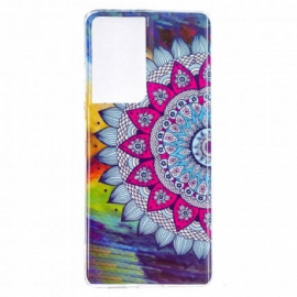 Kryt Na Samsung Galaxy S21 Ultra 5G Fluorescenční Barevná Mandala