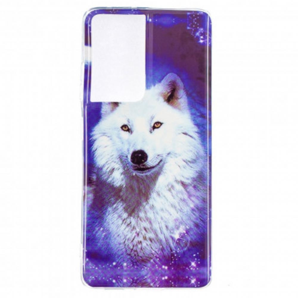 Kryt Na Samsung Galaxy S21 Ultra 5G Fluorescenční Série Wolf