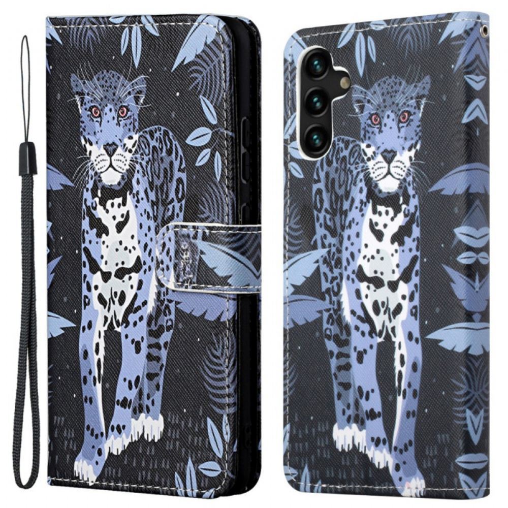 Flipové Pouzdro Na Samsung Galaxy A13 5G Na Lana Strappy Leopard