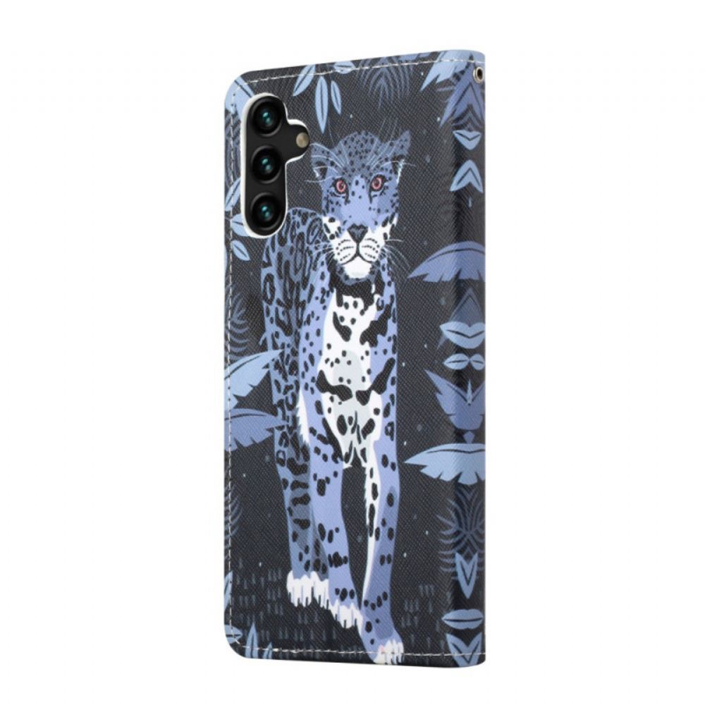 Flipové Pouzdro Na Samsung Galaxy A13 5G Na Lana Strappy Leopard