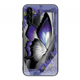 Kryt Na Samsung Galaxy A13 5G Fialové Tvrzené Sklo Butterfly