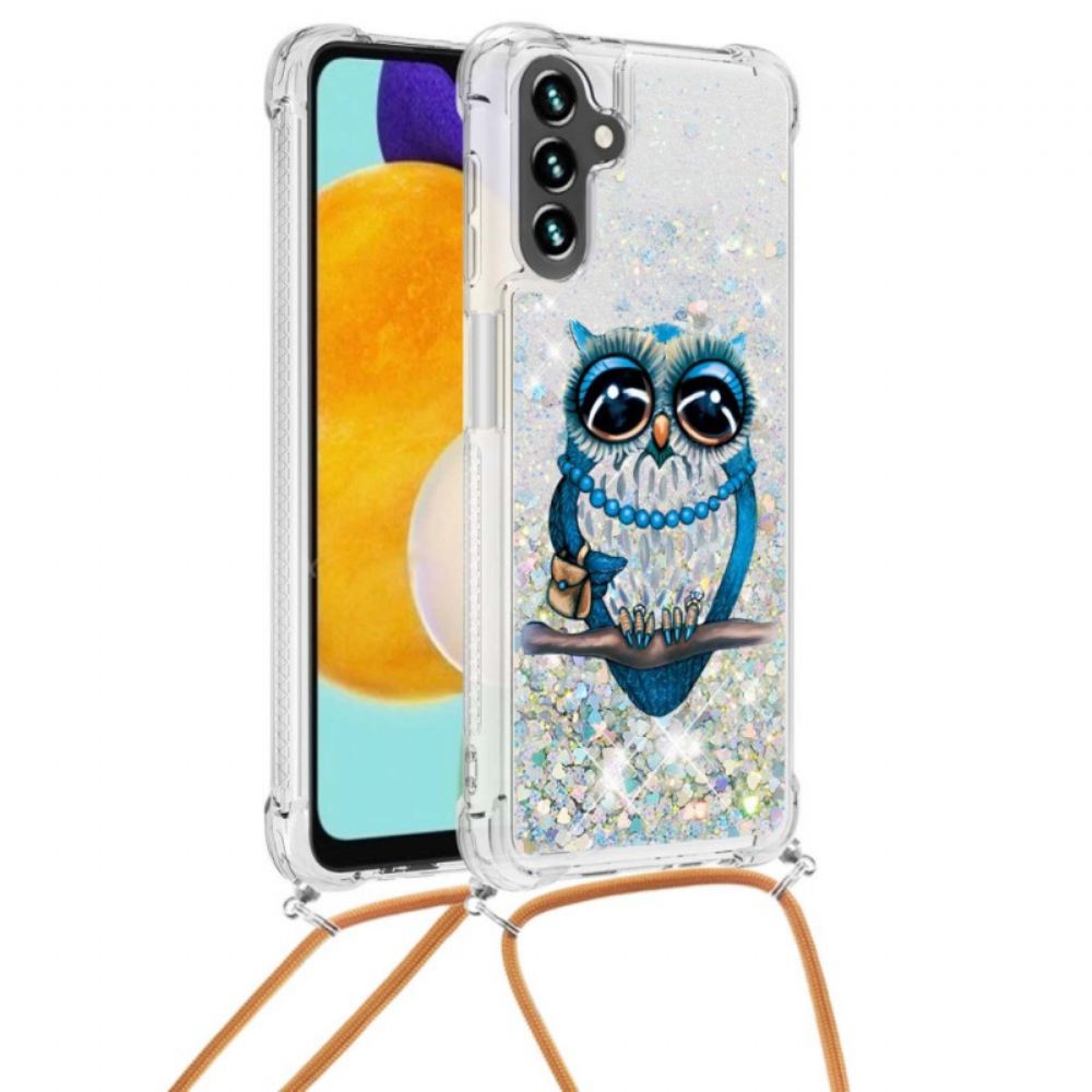 Kryt Na Samsung Galaxy A13 5G Na Lana Třpytivé Šňůrce Slečny Owl