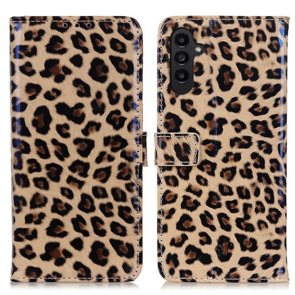 Flipové Pouzdro Na Samsung Galaxy A14 / A14 5G Efekt Leopardí Kůže