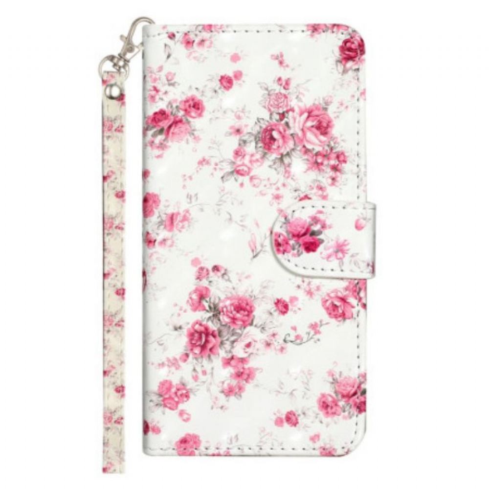 Flipové Pouzdro Na Samsung Galaxy A14 / A14 5G Na Lana Popruh Liberty Flowers