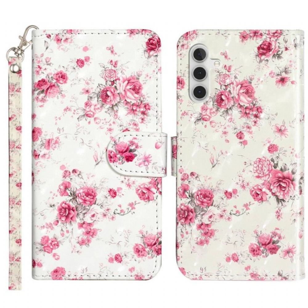 Flipové Pouzdro Na Samsung Galaxy A14 / A14 5G Na Lana Popruh Liberty Flowers