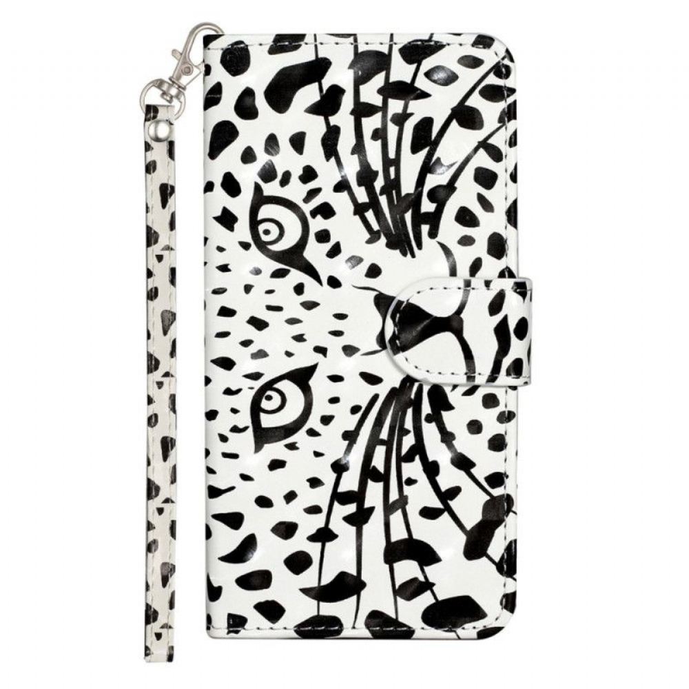 Flipové Pouzdro Na Samsung Galaxy A14 / A14 5G Na Lana Strappy Leopard