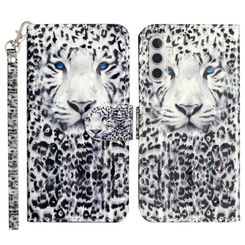 Flipové Pouzdro Na Samsung Galaxy A14 / A14 5G Na Lana Strappy Leopard