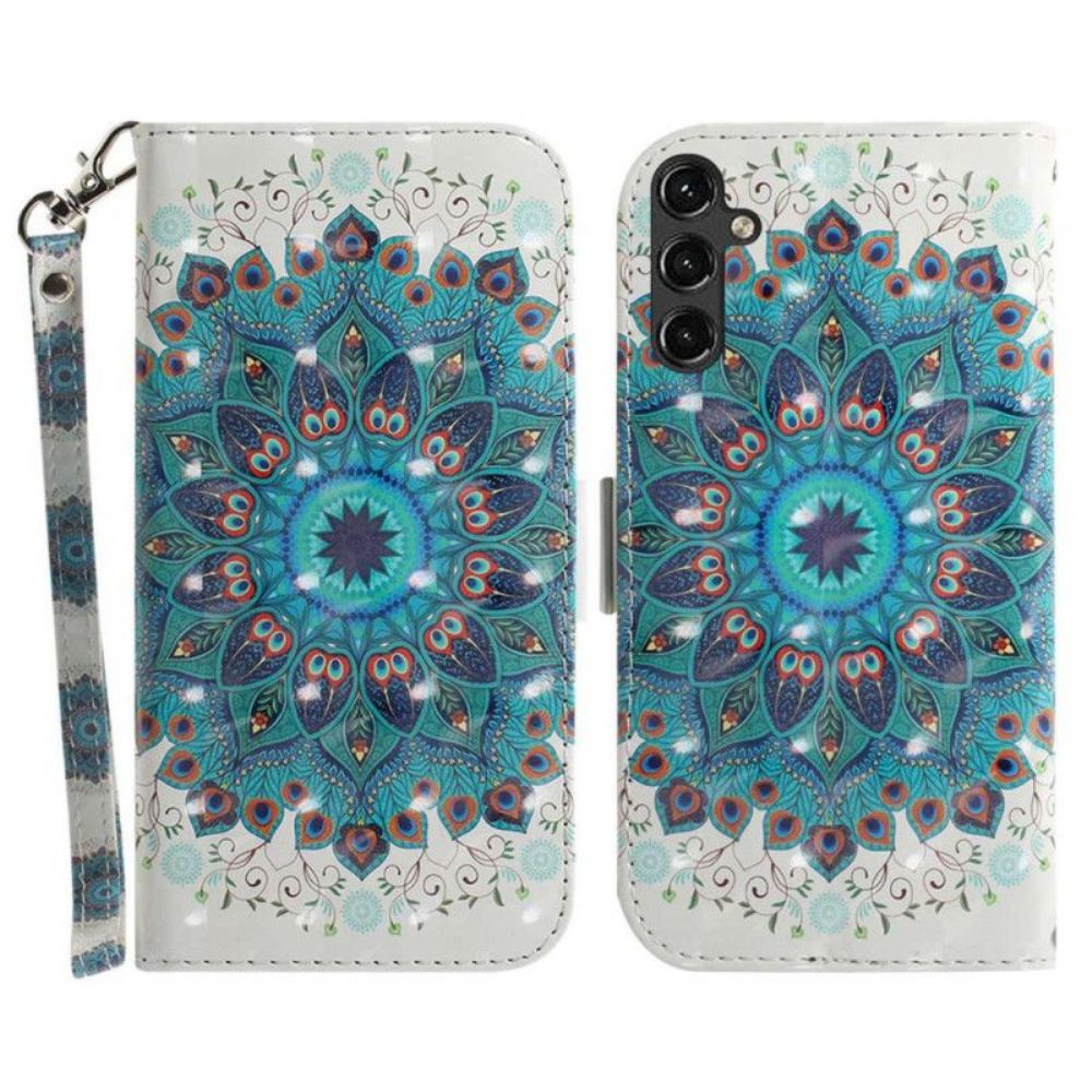 Flipové Pouzdro Na Samsung Galaxy A14 / A14 5G Na Lana Strappy Mandala