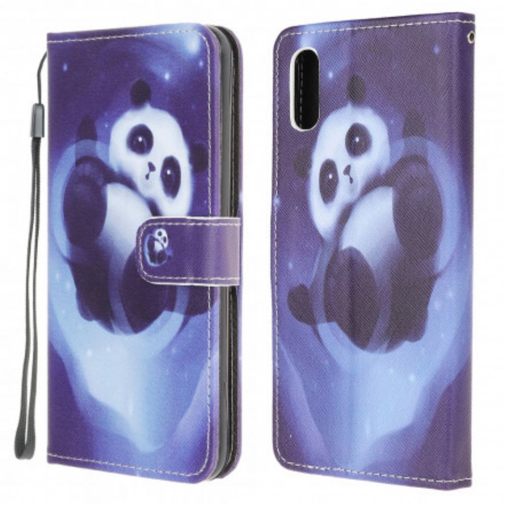 Flipové Pouzdro Na Samsung Galaxy XCover 5 Na Lana Vesmírná Panda S Lanyardem