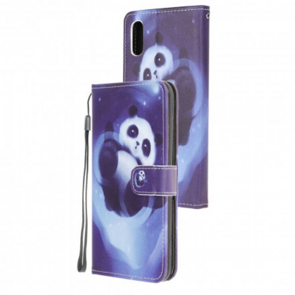 Flipové Pouzdro Na Samsung Galaxy XCover 5 Na Lana Vesmírná Panda S Lanyardem