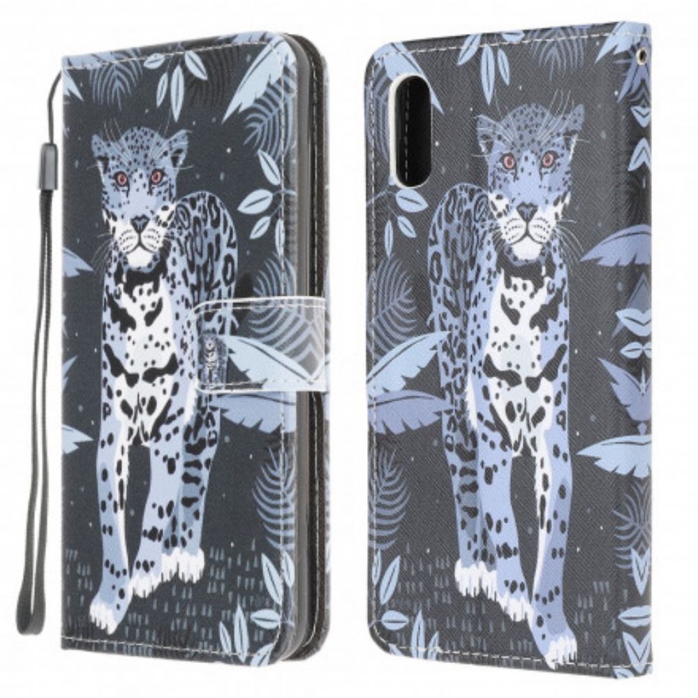 Kožené Pouzdro Na Samsung Galaxy XCover 5 Na Lana Strappy Leopard