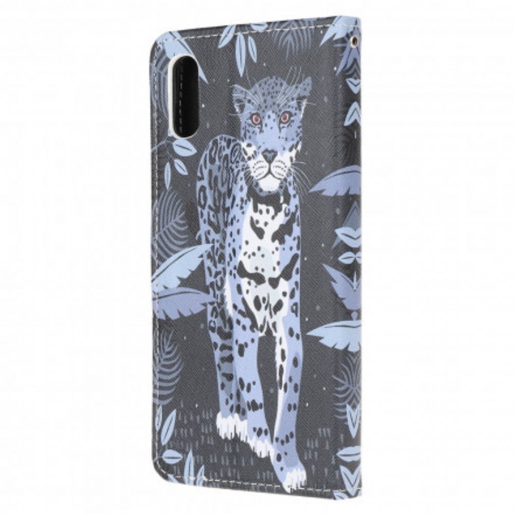 Kožené Pouzdro Na Samsung Galaxy XCover 5 Na Lana Strappy Leopard