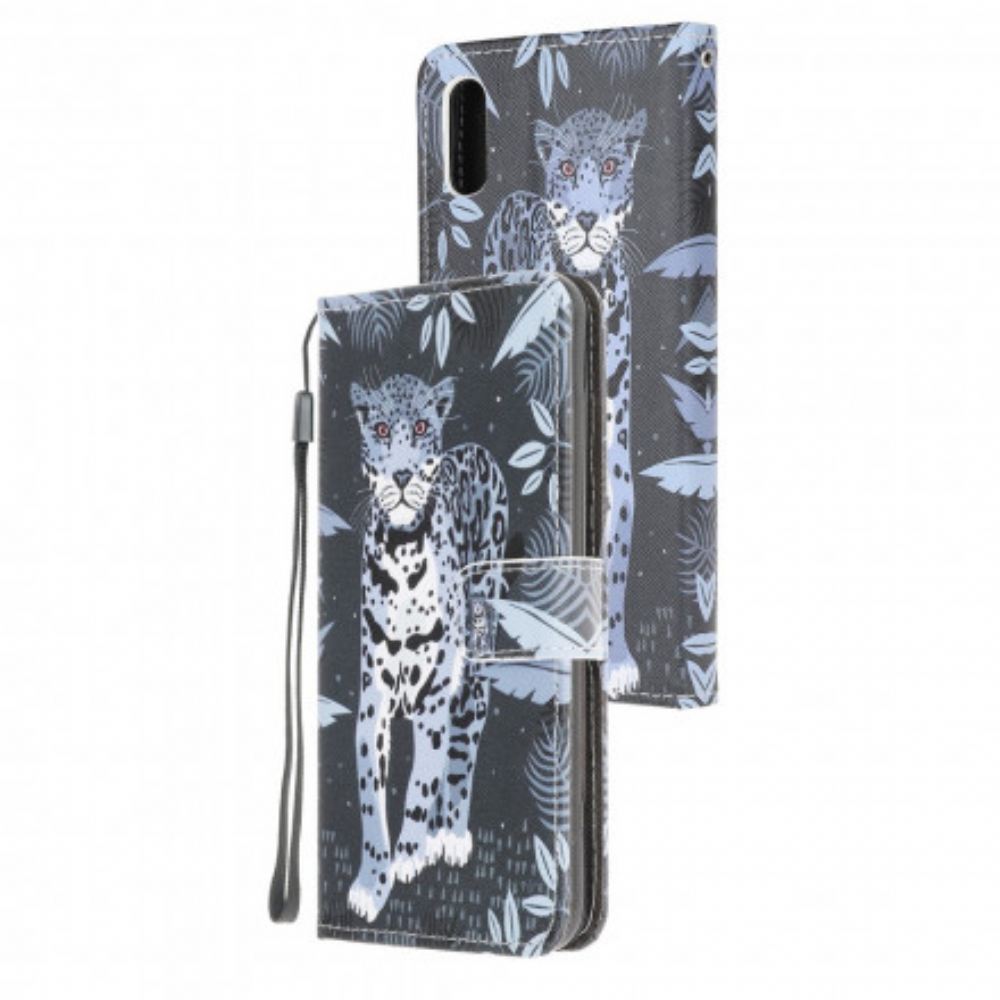 Kožené Pouzdro Na Samsung Galaxy XCover 5 Na Lana Strappy Leopard