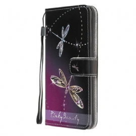 Flipové Pouzdro Na Huawei P40 Lite E / Huawei Y7p Na Lana Strappy Dragonflies