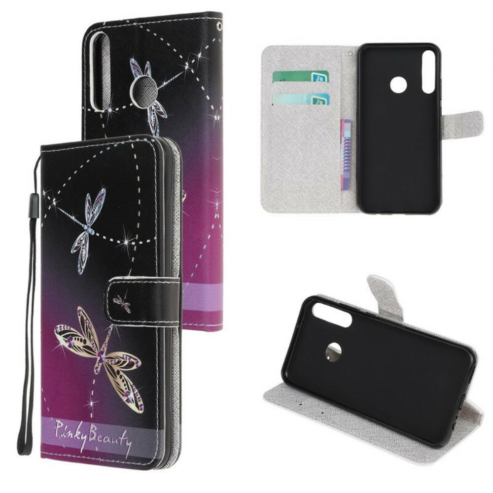 Flipové Pouzdro Na Huawei P40 Lite E / Huawei Y7p Na Lana Strappy Dragonflies