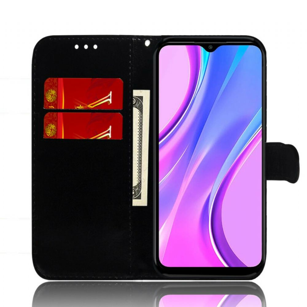 Flipové Pouzdro Na Xiaomi Redmi 9 Kryt Na Zrcadlo Z Umělé Kůže