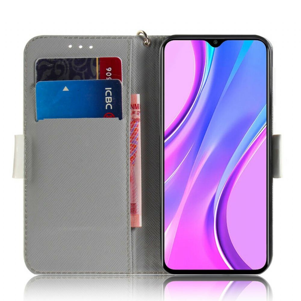 Flipové Pouzdro Na Xiaomi Redmi 9 Na Lana Kvetoucí Větev S Popruhem