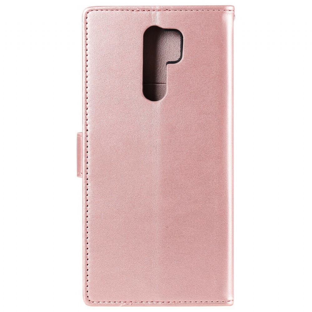 Flipové Pouzdro Na Xiaomi Redmi 9 Na Lana Milující Sovy S Popruhem