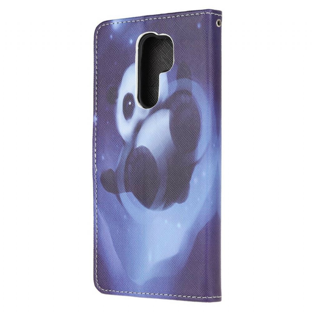 Flipové Pouzdro Na Xiaomi Redmi 9 Na Lana Vesmírná Panda Se Šňůrkou