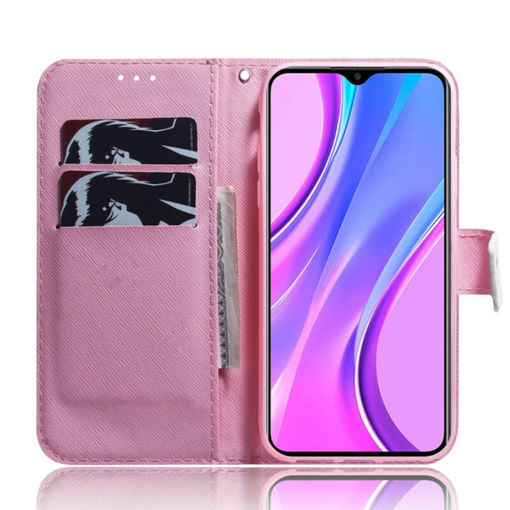 Flipové Pouzdro Na Xiaomi Redmi 9 Zaprášený Růžový Květ